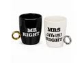 ReWu Becher Becher 2er Set Mr Right & Mrs Always Right, Steingut Hochzeit, 1-tlg., Melamin