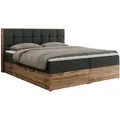 MKS Boxbett, Dunkelgrau, Textil, 2-Sitzer, H3, 7-Zonen, Rechteckig, 140x200 cm, Schlafzimmer, Betten, Boxspringbetten