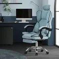 ML-Design Bürostuhl ergonomisch Blau, Gaming Stuhl mit hoher Rückenlehne, Drehstuhl mit Fußstütze, Kissen und Kopfstütze - Blau