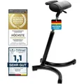 Werkfox Ergonomischer Stehhocker & Stehhilfe höhenverstellbar (64-82 cm), Multifunktionaler Bürohocker für gesunde Körperhaltung, Schwarz - Schwarz