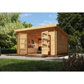 KARIBU Gartenhaus "Trittau", Holz, BxHxT: 387 x 228 x 387 cm (Außenmaße inkl. Dachüberstand) - beige