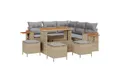 vidaXL Loungesofa 9-teiliges Garten Sofa Set mit Kissen Beige Poly Rattan, 9 Teile