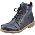 Rieker Schnürstiefelette Blockabsatz, Schnürboots mit modischen Ziernähten blau 41 EU