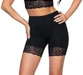 Alkato Damen Longpants mit Spitze Unterhose mit Bein Miederpants Rock Boxershorts, Farbe: Schwarz, Größe: M