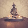 Buddha mit Teelicht 22cm Deko-Statue Deko-Figur für Wohnzimmer oder Bad Asien