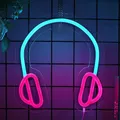 Headset Neon Schilder LED Nachtlicht, USB Powered Headphone Lightup Game Schilder für Game Zone Video Room Boy Bedroom Wall Decor, helles und dimmbares farbiges Headset Gamer Neon Licht