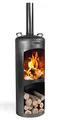 CookKing Terrassenofen Faro aus Stahl | 40x40x158 cm, Schwarz | Handgefertigt in Europa | Ideal für Garten & Terrasse