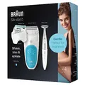Braun Silk-épil 5 Epilierer Damen für Haarentfernung / Haarentferner, inkl. Bikinitrimmer (Haartrimmer Intimbereich), Hochfrequenz-Massageaufsatz, 5-810, weiß/türkis
