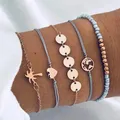 Boho geschichtet Armbänder Pailletten Gold Herz Armband Set mit Karte Handgefert