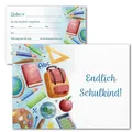 10x Einladungskarte Einschulung Set "Der erste Schultag" Kinder Mädchen Rucksack