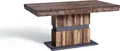 byLIVING Esstisch Matthew, 140-195x90 cm, Tischplatte und Säule Melamin Old Navy mit Applikation in dunkelgrau, Bodenplatte Melamin dunkelgrau