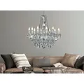 Großer Kronleuchter Lüster 10-flammig Silber Chrom Mit Acryl Kristall, Ø 76cm