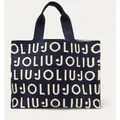 L Tote Knitted Logo - Blau