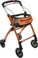 FabaCare Indoor Rollator Jaguar, schmal mit Tablett, Leichtgewicht Wohnungsrollator faltbar, Heimrollator, bis 100 kg, Orange