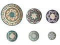 Beliani Wanddeko Seegras bunt geflochten Wandkörbe 6er Set Kreise Boho Pintano