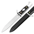 HISTORY KNIFE & TOOL® - German Scout Knife - klassisches Pfadfindermesser mit 14 cm Klinge - Fahrtenmesser traditionell mit schwarzem Griff - historisches Gürtelmesser feststehend mit Metallscheide
