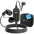 Absina Elektroauto-Ladekabel 301019, 6,4 m, Schuko zu Typ 2, mit Ladegerät, 16 A, 3,7 kW