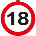 CARPETA Riesen Verkehrsschild * Zahl 18 * ┃ Ø 47,5cm ┃ Deko 18. Geburtstag ┃ Türschild und Straßenschild ┃ Mit & ohne Aufhänger | Geburtstagsdeko Partydeko