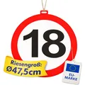 Verkehrsschild 18. GEBURTSTAG Deko Zahl Dekoschild Partydeko - Riesig: Ø47,5cm