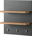 KOCHSTATION Wandregal KS-Westminster, mit 2 Ablageböden, 3 Haken, Breite 60 cm, exclusiv by Otto, Grau dunkel