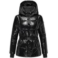 Navahoo Steppjacke Eisglanz 14 Glänzende Damen Winterjacke mit Taillengürtel schwarz XS (34)