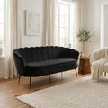 ebuy24 Couch 3 Sitzer - Sofa Nice 3 Personen Velours Schwarz 181x79x78 cm 3er Polstersofa Dreisitzer Wohnzimmersofa modern skandinavisch Stoffsofa Loungesofa Wohnzimmermöbel Sitzcouch Sitzmöbel