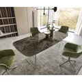 DELIFE Esstisch Edge Boot 200x100 Keramik Laminam® Emperador Extra Lucidato Dunkelbraun Gestell Glas, Esstische