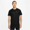 Nike Laufshirt M NK DF UV MILER SS sportlicher Schnitt, mit kurzen Ärmeln, mit reflektierenden Details schwarz XL (56/58)