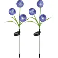 Außenleuchte Gartendeko LED Solarlampe Pusteblume Erdspieß Terrassenlampe, Edelstahl Kunststoff, neutralweiß, DxH 23x75 cm, 2er Set