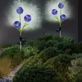Außenlampe Gartenlampe Solarleuchte LED Erdspieß Pusteblume lila H 75 cm 2er Set
