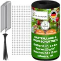 TTL GARDEN 3x4m Vogelschutznetz Laubnetz 20g/m² schwarz - 12x12mm Masche engmaschig 12m² 1 Faden System extra stabil - Obstbaumnetz Schutznetz Gartennetz reißfest robust 15 Erdanker + 15 Kabelbinder