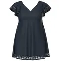 Ulla Popken Badekleid Badekleid Flügelärmel Softschalen Lasercut-Muster schwarz 50