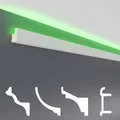 HEXIM LED Stuckleisten Muster - Indirekte Beleuchtung mit Deckenleisten aus PU, leicht & lichtundurchlässig- (20cm LED-19) Dekoration Ecke Spot Innen