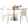 Kare Design Tisch Grande Possibilita, Weiß, Silber, 4-6 Personen, Ovaler Esszimmertisch, Minimalistisch, Essbereich, Retro-Style, Pflegeleicht, Sicherheitsglas Tischplatte, 76x120x180 cm (HxBxT)