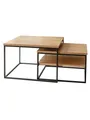 holz4home® Couchtisch 2er-Set aus hochwertigem Eichenholz I Wohnzimmertisch aus Massivholz I Tisch Set aus Echtholz mit Ablage I Ausziehbarer Beistelltisch im Industrial Style