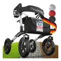 ELONEO Rollator faltbar und leicht mit Sitz, Outdoor Rollator mit Luftbereifung, höhenverstellbar aus Aluminium Silber