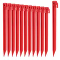 com-four® 12x Zelt-Heringe aus Kunststoff - Bodenanker für Camping, Garten, Strand - Erdnägel mit Heringzieher-Loch - rote Erdanker - 30 cm