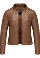 REPUBLIX Damen Echtleder Jacke Biker Zipper Lederjacke RJ-8004 Cognac XS