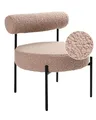 Sessel rund Bouclé beige taupe niedrige Lehne schwarze Metallbeine Retro Alpha