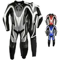 German Wear Einteiler Motorradkombi Motorrad Lederkombi aus Rindsleder echtleder Kombi, Größe:58/3XL, Farbe:Grau
