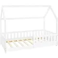 ML-Design Kinderbett 80x160 cm mit Rausfallschutz Dach Lattenrost Weiß