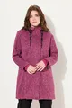 Ulla Popken Sommerjacke Strickfleece-Jacke Kapuze 2-Wege-Zipper, dunkles malve