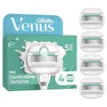 Gillette Venus Pro Comfortglide Sensitive Rasierklingen Damen, 4 Original Ersatzklingen für Damenrasierer mit 5 Scharfen Klingen Für Eine Langanhaltende Rasur