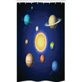 Abakuhaus Duschvorhang Badezimmer Deko Set aus Stoff mit Haken Breite 120 cm, Höhe 180 cm, Platz Sonnensystem mit Planeten bunt