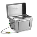 BURNHARD® Camping Gasgrill JONES Jr. Edelstahl Klappgrill mit Deckel 1-Brenner 3,2 kW inkl. Transporttasche mit Rucksackfunktion und Multitool, Faltgrill ideal für Camping
