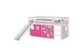 IDIMEX Hochbett BENNY Hochbett mit Rutsche weiß mit Vorhang PRINZESSIN in rosa/pink