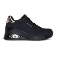 Skechers für Damen. 177520 Turnschuhe Uno Wedge Hi Steps schwarz (39), 3 bis 5 cm, Schnürsenkel, Lässig