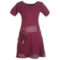 Vishes Sommerkleid Kurzarm Kleid Hippie Blumen Muster Sidebag Tasche Ethno, Elfen, Boho, Goa Style rot 44-46