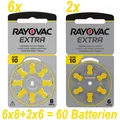 60x (6x8er+2x6er) Hörgeräte-Batterie Typ10 Rayovac Extra vormals Extra advanced