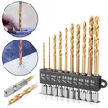STAHLWERK Spiralbohrer 10er Set 2-5 mm Sechskant Schaft Metallbohrer Holzbohrer